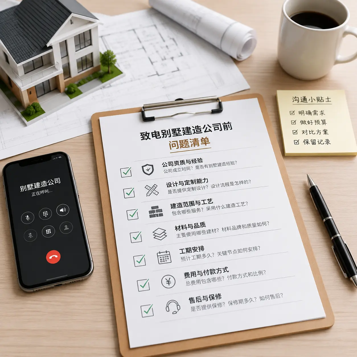 在吉林拨打别墅建造公司电话前的准备工作